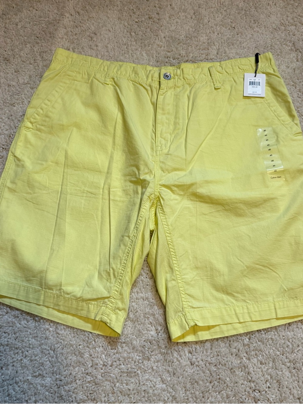 Calvin Klein Men's Bright Yellow Flat-Front Cotton Shorts casual